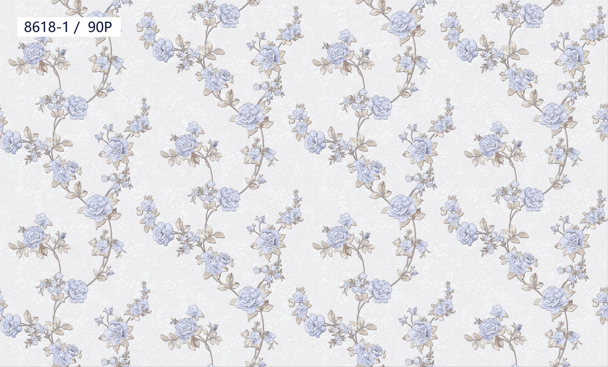 Lavender Blue Trailing Floral Wallpaper 8618