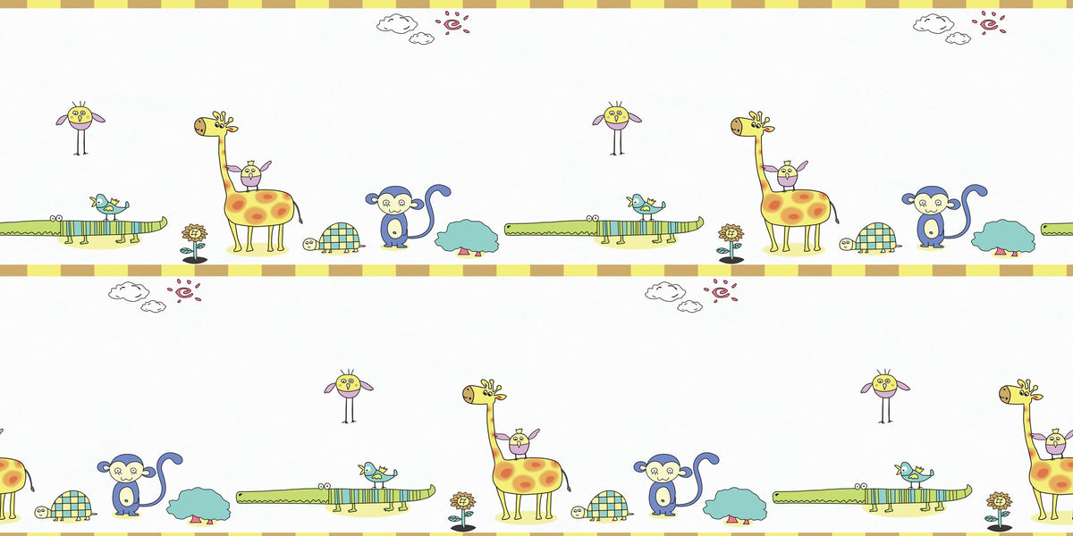 White Colourful Safari Animal Wallpaper 9013