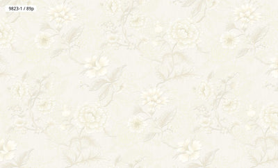 Cream White Floral Wallpaper 9823