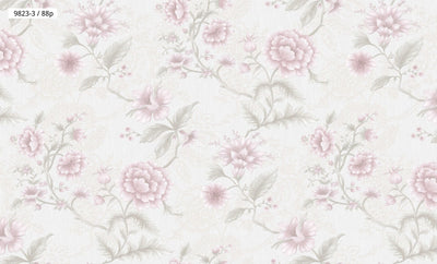 Cream White Floral Wallpaper 9823