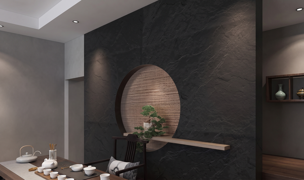 Charcoal Black Stone Texture Flexible Stone Wall Panel 1
