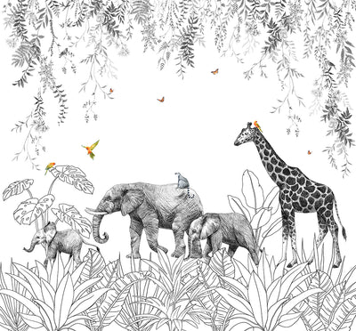 GIRAFFE AND ELEPHANTS