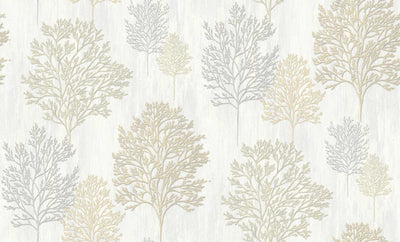 Grey Gold Tropical Leaf Wallpaper LUX
