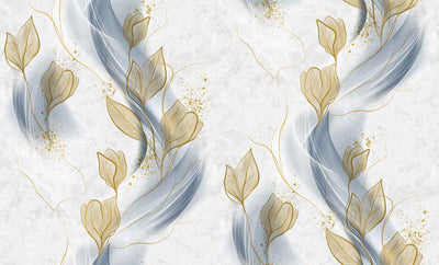 Grey Gold Tropical Leaf Wallpaper LUX