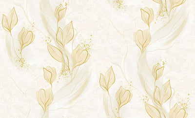 Grey Gold Tropical Leaf Wallpaper LUX