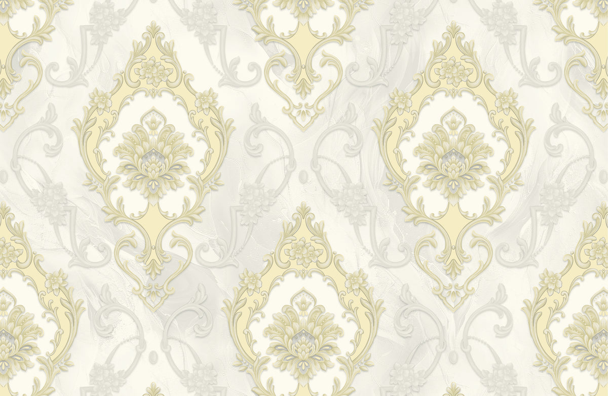 Grey Gold Tropical Leaf Wallpaper LUX